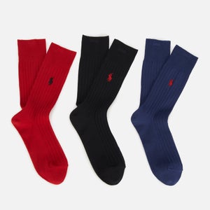 Polo Ralph Lauren Men's 3 Pack Cotton Socks - Royal/Polo Black/Red