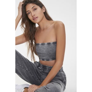 Oil Wash Cropped Bandeau Top
