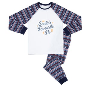 Santa's Favourite Ho Unisex Pyjama Set - Blue White Pattern