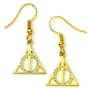Harry Potter Sterling Silver Deathly Hallows Gold Plated Earrings