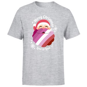 LGBTQ+ Lesbian Christmas Love Men's T-Shirt - Grey