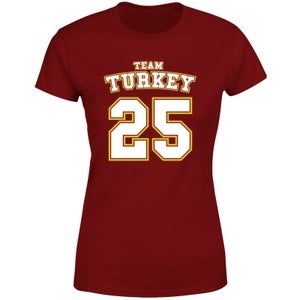 Christmas Sports Team Turkey Women's T-Shirt - Burgundy
