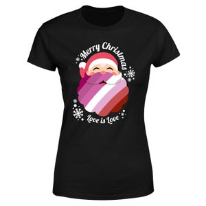 LGBTQ+ Lesbian Christmas Love Women's T-Shirt - Black