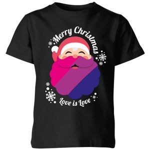 LGBTQ+ Bisexual Christmas Love Kids' T-Shirt - Black