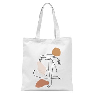 Sitting Legs Arms Crossed Tote Bag - White