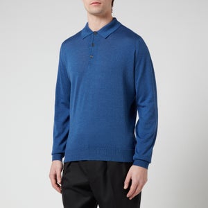 John Smedley Men's Cbelper Long Sleeve Polo Shirt - River Blue