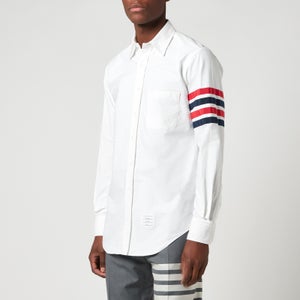 Thom Browne Men's Applied 4-Bar Classic Fit Oxford Shirt - White