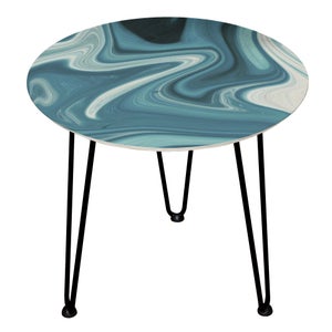 Decorsome Teal Abstract Wooden Side Table