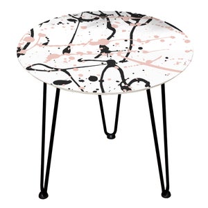 Decorsome Pink And Black Splatters Wooden Side Table