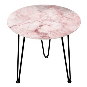 Decorsome - Pink Marble Wooden Side Table
