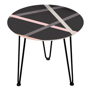 Decorsome Geo Lines Wooden Side Table