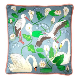 Karen Mabon Botanic Swan Cushion - Blue - 45x45cm