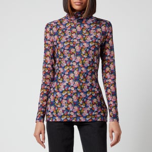 PS Paul Smith Women's Mesh Long Sleeve Floral Top - Pink