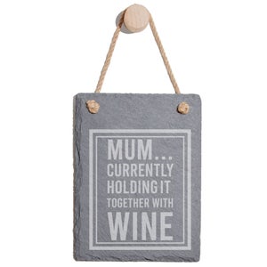Currently Holding It Together With Wine Engraved Slate Memo Board - Portrait