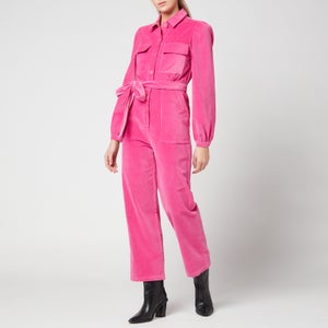 Kitri Women's Angie Pink Cotton Velvet Jumpsuit - Fuchsia
