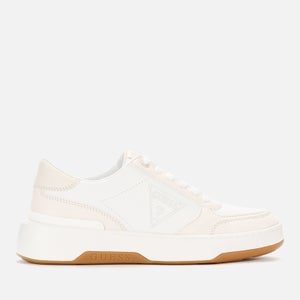 Guess Women's Miles Leather Basket Trainers - White/Cream