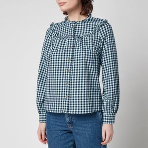 Whistles Women's Check Frill Collar Detail Top - Multi