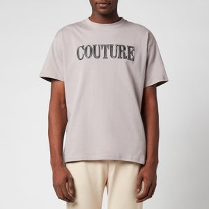 The Couture Club Men's Leather Applique Regular T-Shirt  - Grey