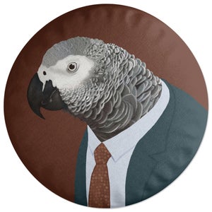 Well Dressed African Grey Parrot Round Cushion