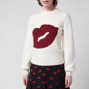 Kate Spade New York Women's Sparkle Lips Sweater - French Cream