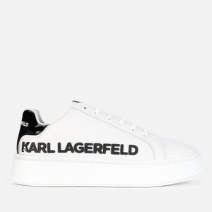 KARL LAGERFELD Women's Maxi Cup Leather Flatform Trainers - White/Black