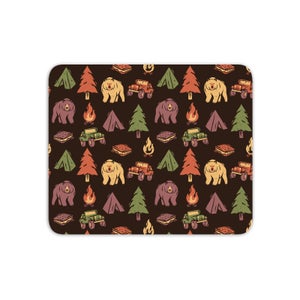 Pattern Camping Tree Fire Smores Tents Mouse Mat