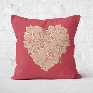I Love Cats Heart Square Cushion