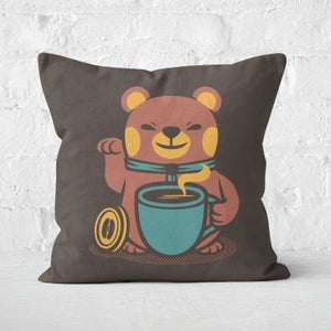 Bear Coffee Manekineko Square Cushion