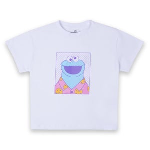 Sesame Street Cookie Monster Women's Cropped T-Shirt - White