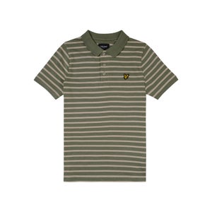 Kids Breton Stripe Polo Shirt - Oil Green