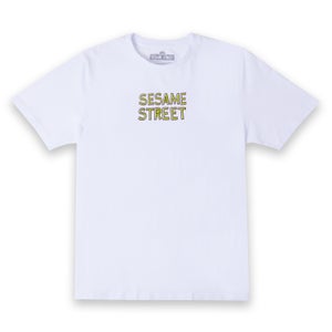 Sesame Street Group Squares Unisex Oversized Heavyweight T-Shirt - White