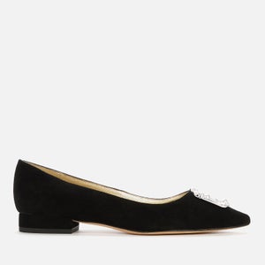 Kate Spade New York Women's Buckle Up Suede Pointed Flats - Black