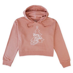 Neko Tree Women's Cropped Hoodie - Dusty Pink