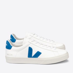 Veja Men's Campo Chrome Free Leather Trainers - Extra White/Swedish Blue