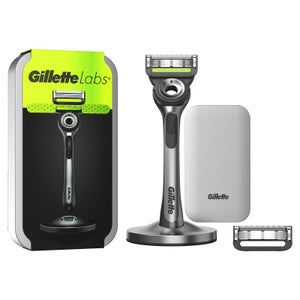 GilletteLabs with Exfoliating Bar Razor, Travel Case, Magnetic Stand and Blades Refill Pack (1 blade)