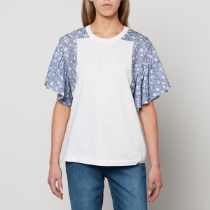 See By Chloe Women's Miini Floral Sleeve T-Shirt - Blue-White