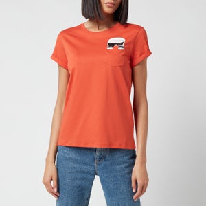 KARL LAGERFELD Women's Ikonik Karlpocket T-Shirt - Orange