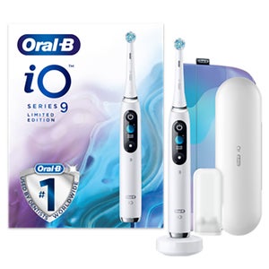 Oral-B iO9 White Limited Edition Electric Toothbrush with Charging Travel Case and Magnetic Pouch