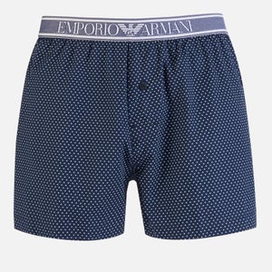 Emporio Armani Men's Yard Dyed Woven Pyjama Boxers - Micropatten