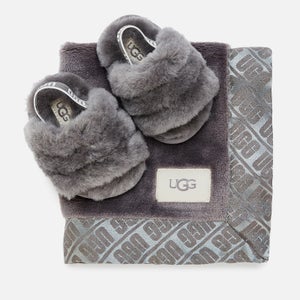 UGG Babys' Fluff Yeah Slide Slipplers and Lovey Blanket Set - Black