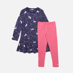 Joules Kids' Dress and Leggings Set - Blue Horse Ditsy