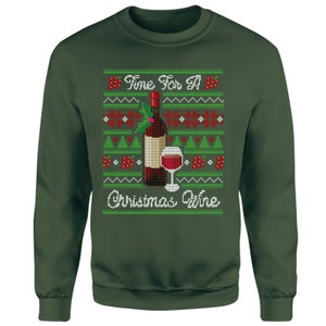 Time For A Christmas Wine Unisex Sweatshirt - Green