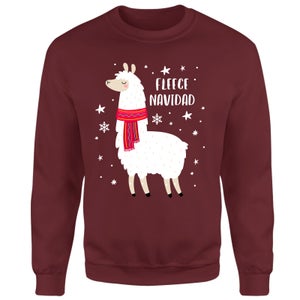 Llama Fleece Navidad Unisex Sweatshirt - Burgundy