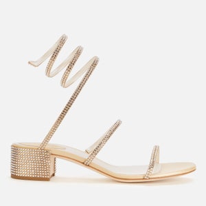 René Caovilla Women's Cleo Block Heeled Sandals - Beige/Golden