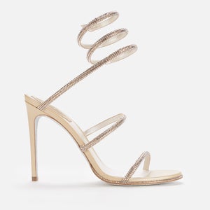 René Caovilla Women's Satin Heeled Sandals - Beige/Golden