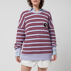 Être Cécile Women's C Stripe Oversize Knitted Jumpers - Burgundy/Lavender