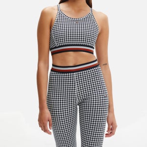 Tommy Sport Women's Light Intensity Houndstooth Bra - Houndstooth Desert Sky
