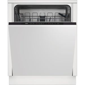Beko DIN15R20 Fully Integrated Standard Dishwasher - Silver Control Panel with Fixed Door Fixing Kit