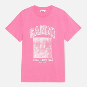 Ganni Women's Basic Jersey Logo T-Shirt - Carmine Rose
