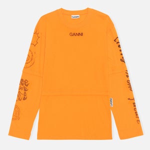 Ganni Women's Light Cotton Jersey Long Sleeved Top - Bright Marigold